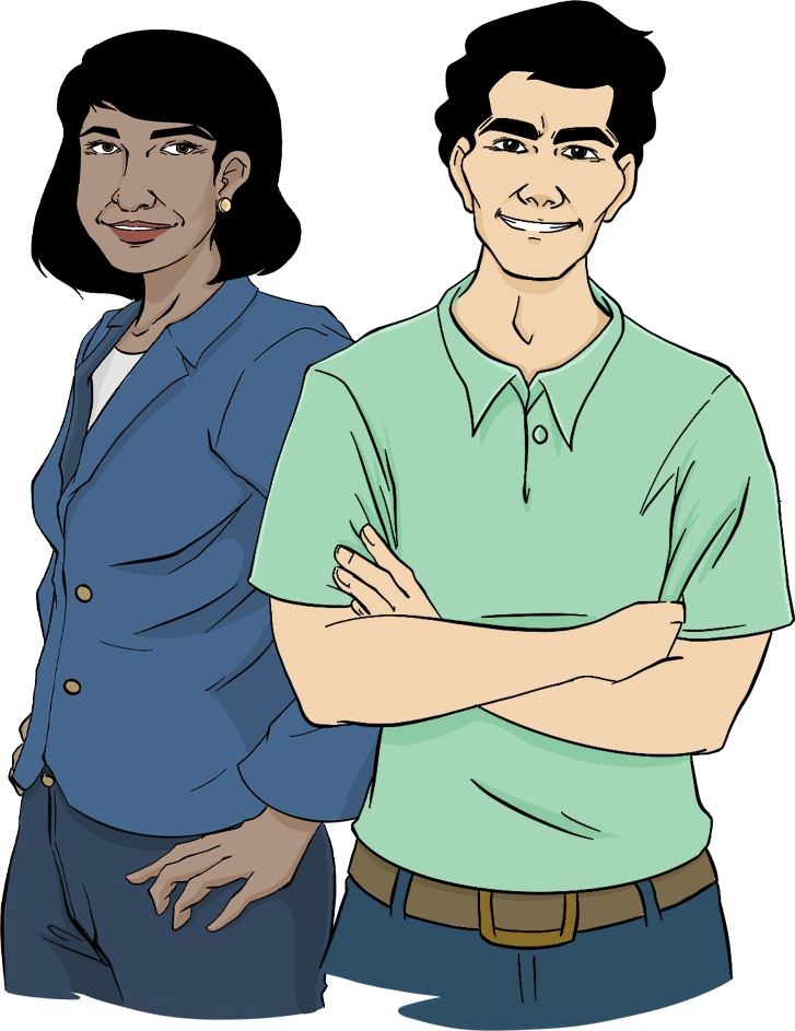 Frau Adensia und schreiber sind fröhlich