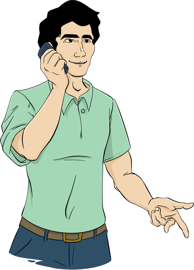 Fortunato schreiber am Telefon