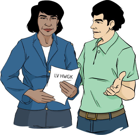 Frau Adensia und Fortunato schreiber
