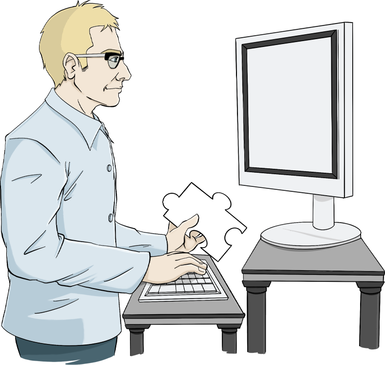 Person vom Ingenieurbüro am PC